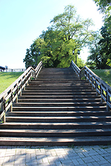 Image showing wooden stairs in the city park