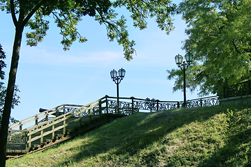 Image showing wooden stairs in the city park