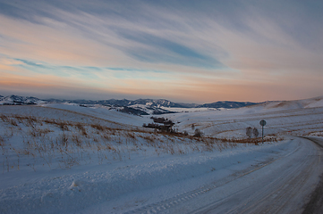 Image showing Altai mountains winter road