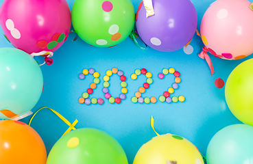 Image showing new year 2022 party date with balloons