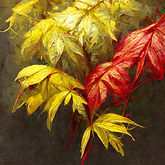 Image showing Autumn pattern with colorful red and yellow leaves for your crea