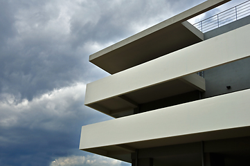 Image showing building facade stormy weather