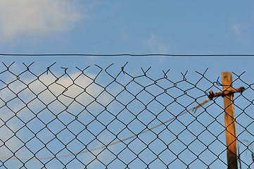 Image showing chain link fence and blue sky