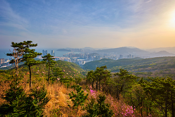 Image showing Busan cityscape Gwangan Bridge on sunset