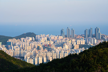 Image showing Busan cityscape Gwangan Bridge on sunset