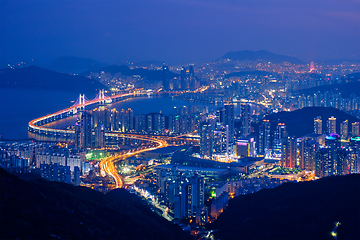 Image showing Busan cityscape Gwangan Bridge at night