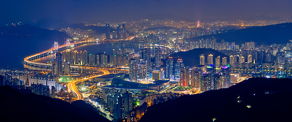 Image showing Busan cityscape Gwangan Bridge at night