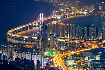 Image showing Busan cityscape Gwangan Bridge at night