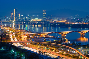 Image showing Seoul cityscape in twilight, South Korea.