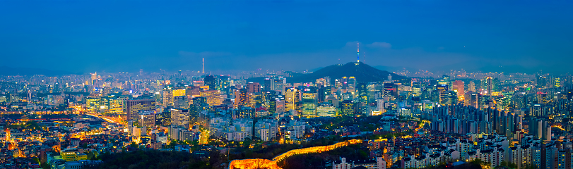 Image showing Seoul skyline in the night, South Korea.