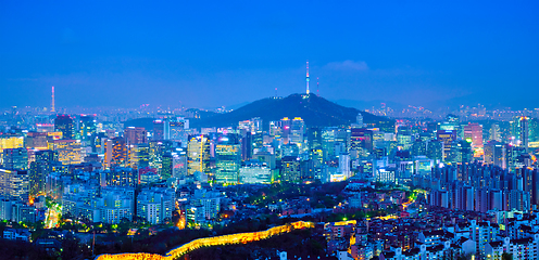 Image showing Seoul skyline in the night, South Korea.