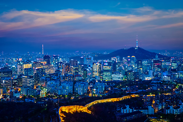 Image showing Seoul skyline in the night, South Korea.