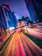 Image showing Street traffic in Hong Kong at night