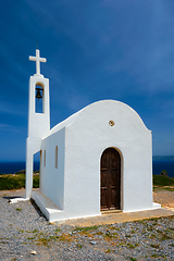 Image showing Greek traditional white washed orthodox curch