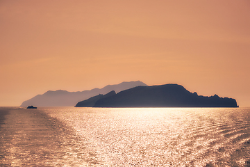 Image showing Cyclades islands silhouettes in Aegean sea