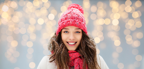 Image showing smiling teenage girl outdoors in winter