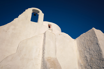 Image showing Greek Orthodox Church of Panagia Paraportiani in town of Chora on Mykonos island