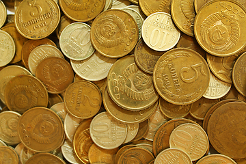 Image showing Soviet union coins close-up background