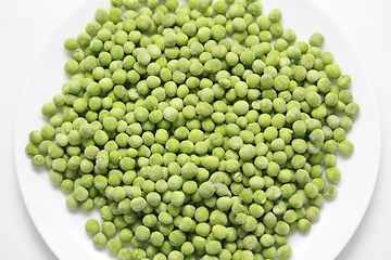 Image showing Frozen green peas on a plate