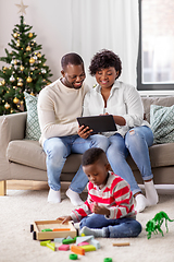 Image showing happy african american family on christmas at home