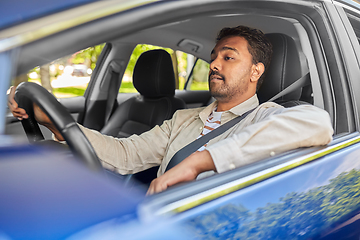 Image showing indian man or driver driving car