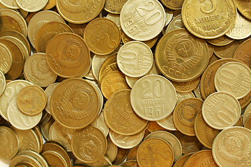 Image showing Soviet union coins close-up background