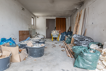 Image showing Renovation of old house, garage with rubble under construction