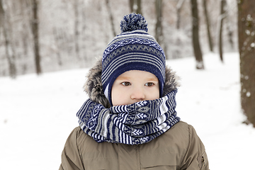 Image showing Boy in winter, close up