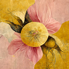 Image showing Pink and yellow watercolor flower Illustration.