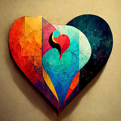 Image showing Colorful heart with geometric elements in vintage style.