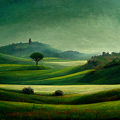 Image showing Summer rural landscape with curved road in Tuscany, Italy, Europ