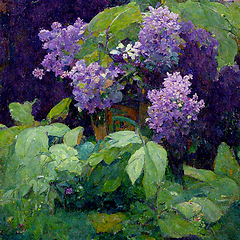 Image showing Lilac garden, beautiful flowers. Beauty in nature. Beautiful lil