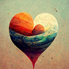 Image showing Colorful heart with geometric elements in vintage style. 