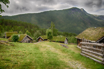 Image showing Old houses in ecomuseum in Norway