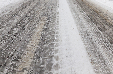 Image showing Asphalt in winter