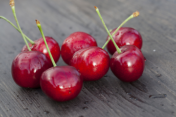 Image showing pile of red ripe and juicy cherry