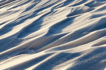 Image showing Snowdrifts, the field in winter