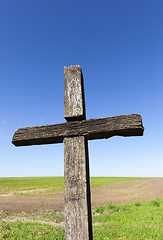 Image showing top of an old wooden cross