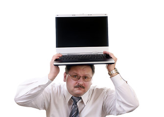 Image showing Businessman with laptop