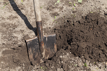 Image showing old metal rusty shovel,