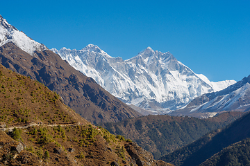 Image showing Everest, Lhotse and Ama Dablam summits. 