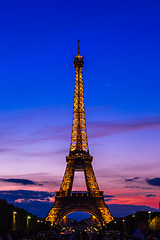 Image showing Eiffel Tower at sunset in Paris