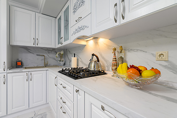 Image showing White modern kitchen in classic style