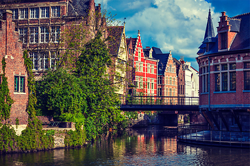 Image showing Ghent canal. Ghent, Belgium