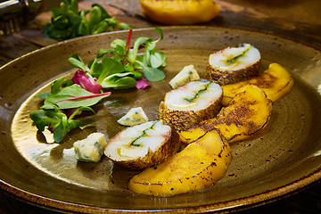 Image showing The fish fillet with green asparagus. Shallow dof.