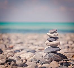 Image showing Zen balanced stones stack