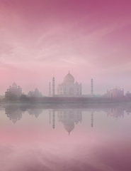 Image showing Taj Mahal on sunrise sunset, Agra, India