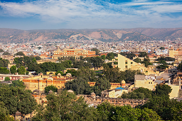 Image showing Panorama of aerial view of Jaipur, Rajasthan, India