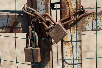 Image showing several metal rusted locks