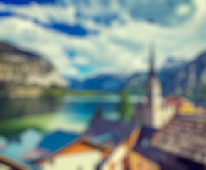 Image showing Austria blurred background Hallstatt village